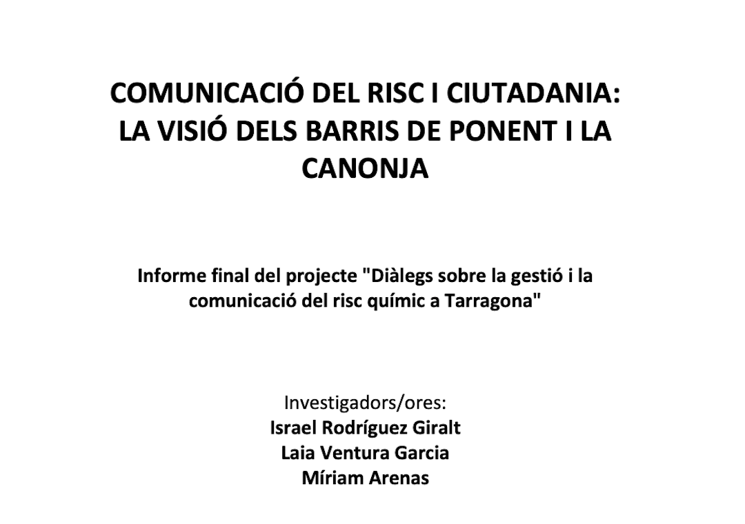 Comunicació del risc i ciutadania: la visió dels barris de ponent