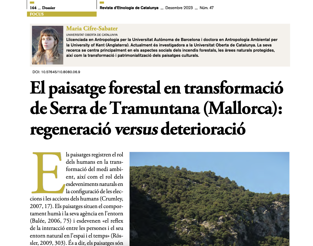 El paisatge forestal en transformació de Serra de Tramuntana (Mallorca): regeneració versus deterioració