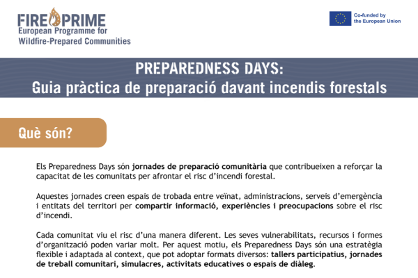 Preparedness Days: Guia pràctica de preparació davant incendis forestals