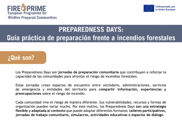 Preparedness Days: Guía práctica de preparación frente a incendios forestales