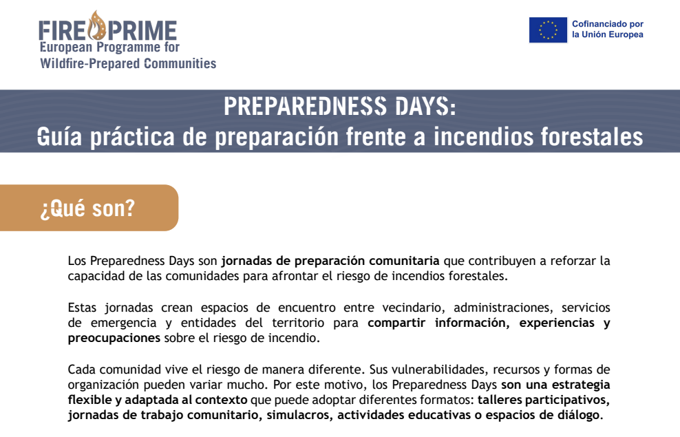 Preparedness Days: Guía práctica de preparación frente a incendios forestales