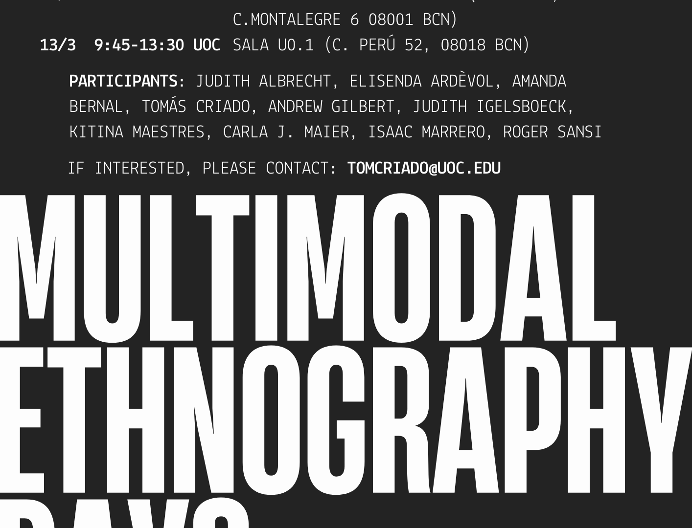 Workshop: Multimodal Ethnography Days